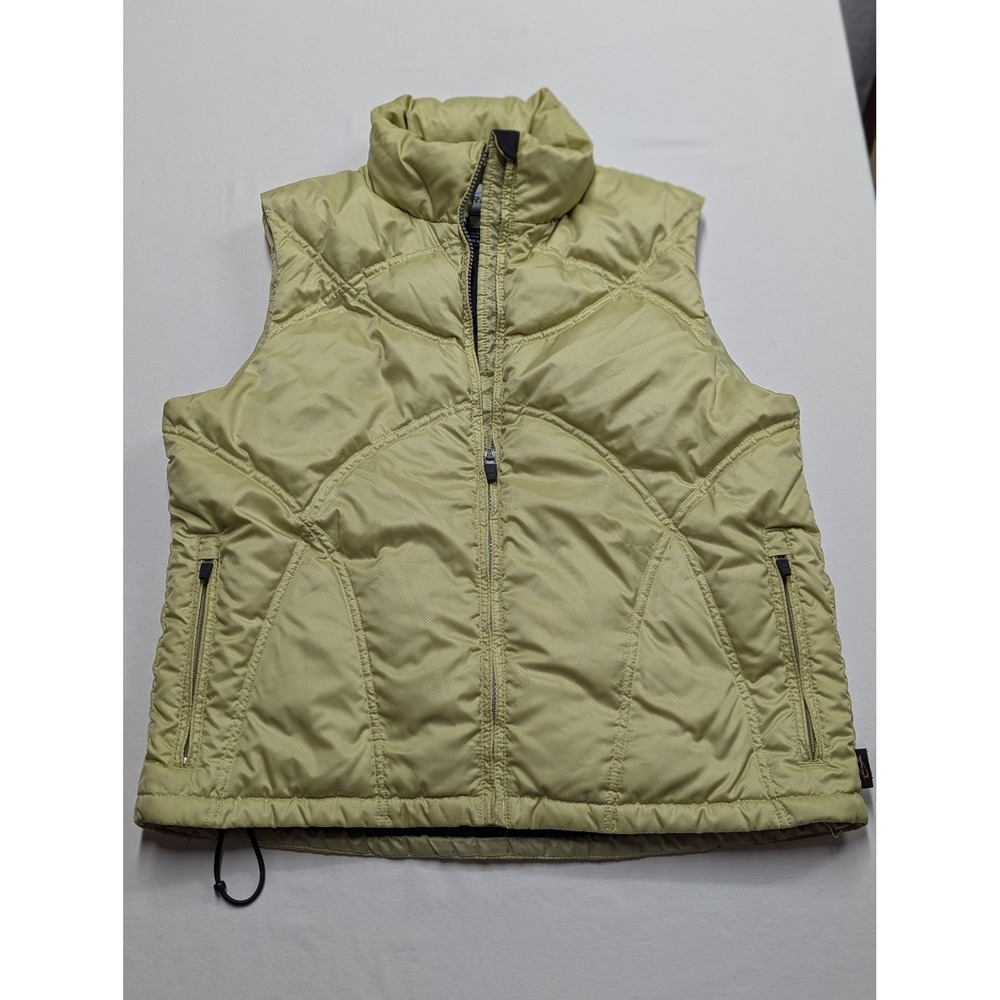 Obermeyer Womens Goose Down Puffer Vest Size 8 Tan Quilted Full Zip 41192